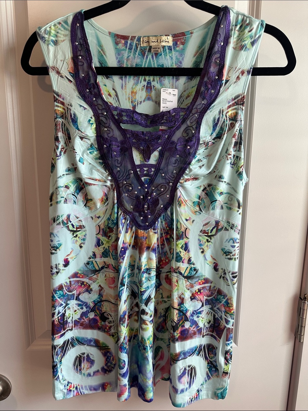 live and let live Mint Multi-Color Sleeveless Embellished Tank